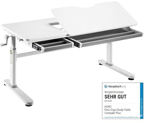HOKO Kinderschreibtisch höhenverstellbar, Schreibtisch Kinder 120x60 cm