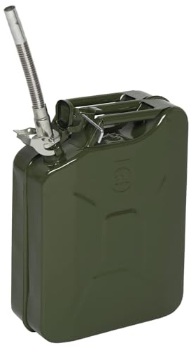 Bonnlo Bidón de Gasolina, Bidón de Gasolina 20 Litros, Bidón de Gasolina Metalico con Despachador Flexible Estandar UK, Verde Oliva 1pc 35x16x45 cm