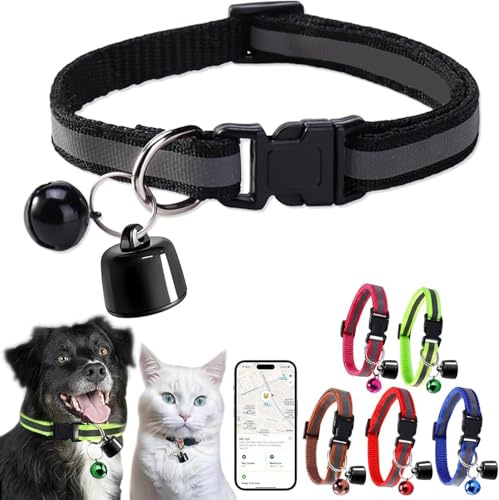 RuiDay Traceur GPS Chat, Mini Traceur GPS pour Chat, Collier Localisateur pour Chat Chien, Localisation en Temps réel, Collier Traceur Chat, Compatible iOS & Android (Noir)