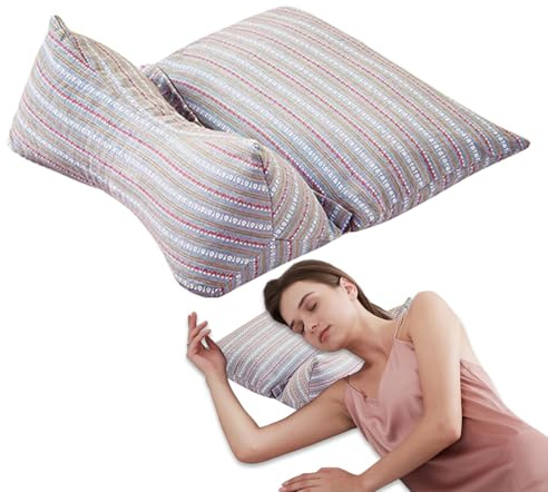 Genérico Almohadas de Alforfón para Dormir - Almohada de Cascarilla de Alforfón para Dormir,Cojín Desmontable con Apoyo Lumbar para Viaje Coche Oficina Yoga Unisex Adulto