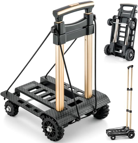 GREENSAPPIRE Folding Hand Truck Aluminium, Heavy Duty Hand Truck Foldable Trolley on Wheels, Multi Purpose Sack Truck Moving Trolley 60kg