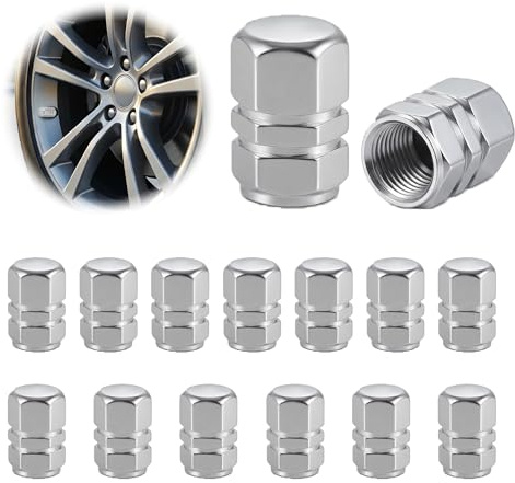 15 Bouchon Valve Pneu Voiture de Pneu en Aluminium pour Voiture | Design Hexagonal Facile à Serrer, Valve Universelle pour Motos, vélos et camions, Facile à Installer