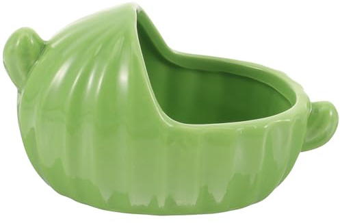 Beavorty Ceramic Hamster Bathtub Bath Basin for Small Animals Green | Hamster Ceramic Hide, Convenient to Clean, Sanitary Resting Place and Food Bowl for Hedgehog Chinchilla