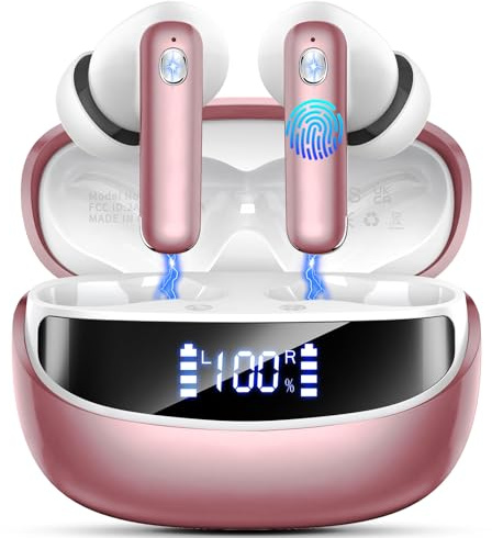 Nerunsa Kabellose Kopfhörer Bluetooth 2026, In Ear Ohrhörer mit 50 Std Spielzeit, ENC Noise Cancelling Mics, wasserdicht, LED-Anzeige – ideal als Bluetooth Kopfhörer für Sport und Alltag