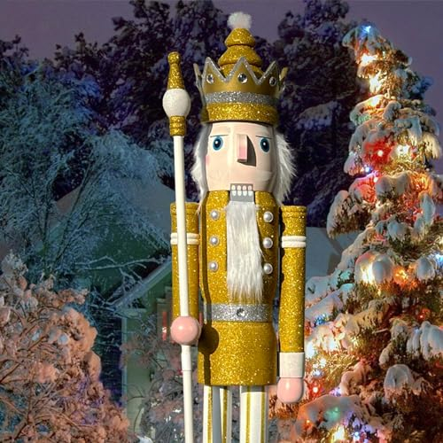 CDL 1,8 m di Altezza Life-Size Christams Nutcracker Large/Gigante Oro Glitter Natalizio in Legno schiaccianoci Soldato Ornamento Natale schiaccianoci Re K29