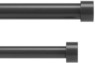 Umbra Cappa Double Curtain Rod, Includes 2 Matching Finials, Brackets & Hardware, 66 to 120-Inch, Black