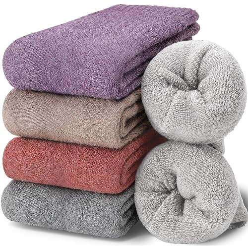 EBMORE Womens Merino Wool Thermal Socks Warm Winter Thick Walking Cosy Boot Crew Comfy Work Hiking Socks for Ladies 5 Pairs