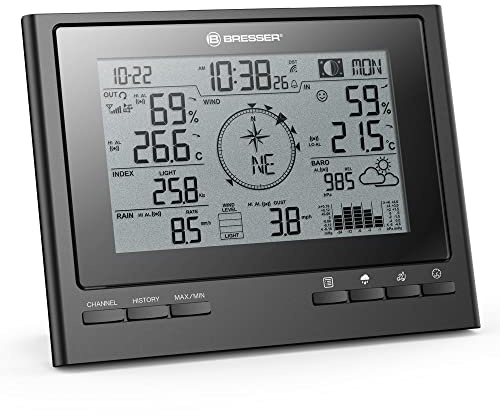 Bresser zusätzliche Basisstation für 7003100 ClimateScout Wetter-Center 7-in-1 Funk Wetterstation mit Farbdisplay und integriertem Wecker, Schwarz