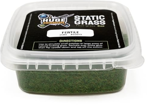 Huge Miniatures Static Grass, Fertile Green 2mm Summer Spring Diorama Tabletop Scenery and Model Basing Autumn Fall Winter - 8oz Container