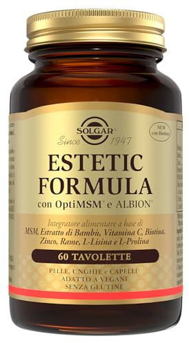 Solgar Estetic Formula 60 Tavolette con Zinco per Capelli, Pelle e Unghie | Integratore con Zinco per capelli, pelle e unghie normali e Vitamina C che contribuisce alla normale funzione della pelle
