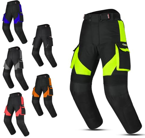 PROFIRST Men's Motorcycle Protective Trousers CE AA Waterproof 600D Cordura Motorbike Pants with Armour & Thermal Lining