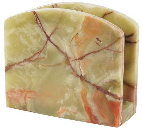 RadicalN Porte-serviettes de table en marbre onyx vert fait main - Simple et moderne - Utilisable comme porte-ustensiles et décoration - 16,5 x 14 cm