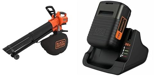 Bundle of Black+Decker Akku-Laubsauger / Laubbläser mit Häcksler BCBLV36B (45l Fangsack,– 36V, Lieferung ohne Akku und Ladegerät) + Black+Decker Li-Ion-Ergänzungsakku 36V