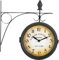 Stagecaptain BHU-4543 BK Reloj de Estación Vintage Grande con Soporte de Pared - Adecuado para Interior - Doble Cara - Construcción Metálica Retro - Diámetro Esfera: 25 cm - Extra Silencioso - Negro