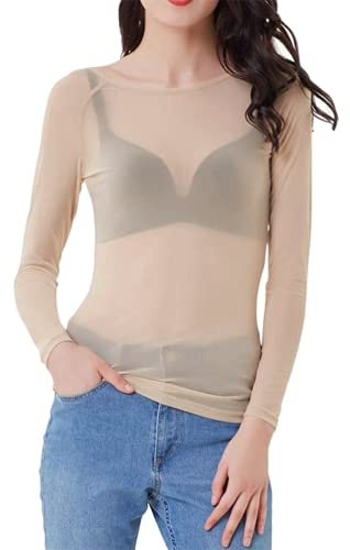 ORANDESIGNE T-Shirt à Manches Courtes en Maille pour Femmes Mesh Crop Top Y2k Sexy Transparent Haut en Résille Perspectif Slim Fit Fête Blouse Clubwear