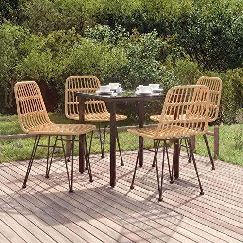 Yolola 5 teilige Poly-Rattan Garten Sitzgruppe Balkonmöbel Bistroset Balkonset Gartenmöbel Set Sitzgarnitur Gartengarnitur Gartenstuhl für Garten Balkon Terrasse, Braun