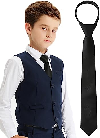 mintgreen Kinder Jungen Krawatte Vorgebunden Einstellbar Schule Formale Krawatte für, Schwarz, 13 Inches