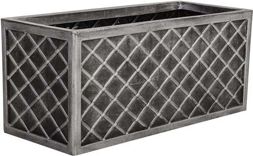 STORM TRADING GROUP Lazio Trough Pewter Planter (70cm) Grey Plastic Pot Outdoor Garden Boxes Long Large Summer Flower Pot Outdoors (2 Lazio Trough Planters)