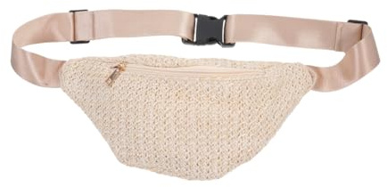 VALICLUD Sommer Bauchtasche Damen Geflochten Mini Taille Tasche Imitation Stroh Crossbody Brustbeutel Leicht 12.20X6.30X0.79 Zoll Für Outdoor Wandern Fahrrad Freizeit