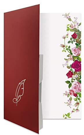 Briefpapiermappe Rosenranke BM376 – 20 Blatt Designpapier A4, 15 Umschläge B6 – Hochwertiges Motivpapier Hochzeit, Verlobung, Taufe, Brief, Jubiläum, Liebesbrief, Blumen, Rose – Druckerpapier 90 g/m²