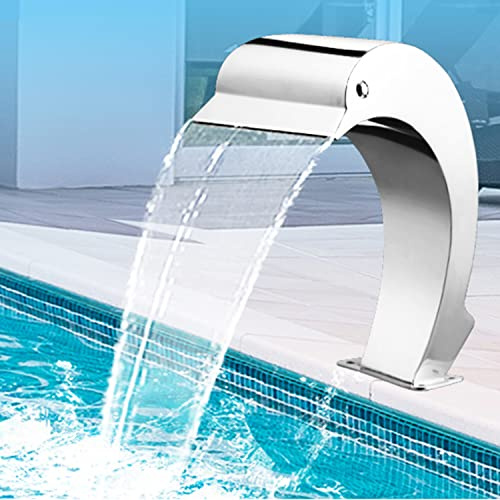 DEHIWI Schwimmbad Wasserfall Pool Brunnen Garten-Wasserfall Schwalldusche Wasserschwall Poolfontäne Garten Teich Edelstahl,Type1-80cm*50cm
