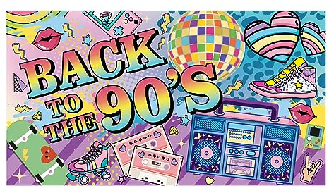 KALUROIL Back to the 90's Banner 90er Banner - 90er Deko Party Dekoration - Retro Innen Haus Dekoration - 1990er Jahre Geburtstagsparty - Bunte 90er Party Wand Poster Deko - 180 * 110cm