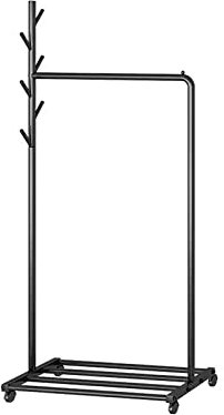 Garderräger Home Floor-Standing Coat Rack Indoor Simple Simple Coat Rack Home Single Rod Drying Rack Gold Black Standgarderobe Baum-Hut-Aufhängerhalterung (Color : Schwarz, Size : M)