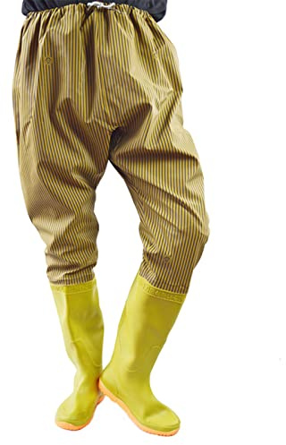HWBZSZY Stivali Da Pesca Antipioggia Durevoli Impermeabili Pantaloni Trampoliere, 110 Cm Super Altezza Stivali in Gomma Traspirante Leggeri in PVC Trampolieri Stivali Pesca Antiscivolo,Beige,36EU