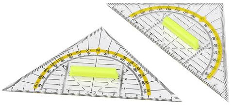 Geodreieck mit Griff, 2 Stk Geodreieck Klein Transparent,15.7cm Zeichendreieck Winkelmesser Büro Mathe Schulset Schreibwaren für Studenten Kinder