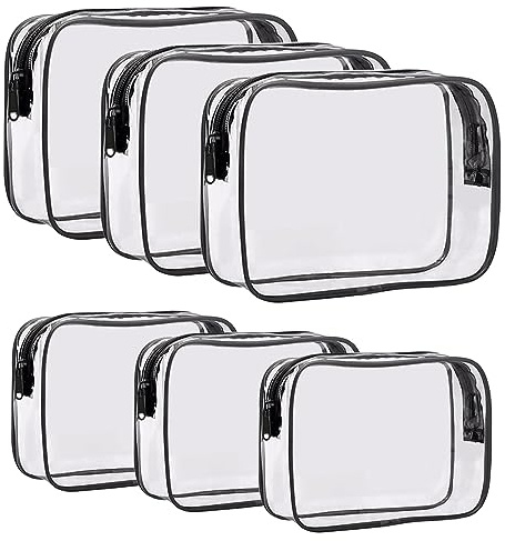 6 Stück Kosmetiktasche Transparent,Kulturbeutel Transparent,Durchsichtige Kosmetiktasche,Toiletry Bag,Kosmetiktasche Durchsichtig mit Reißverschluss