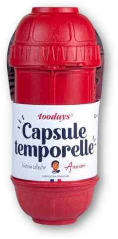 Capsule temporelle rouge pour conserver les souvenirs – Cadeau original | Étanche et robuste, reliée à l’application toodays.me, localisation, date de réouverture, fabriquée en France