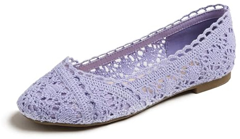 Feversole, runde Spitze, Ballerinas, Häkelschuhe, flach, bequem, atmungsaktiv, Mintgrün (Mintgrüne Spitze), 39 EU