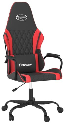 vidaXL Gaming Stuhl Höhenverstellbar Drehbar Chefsessel Bürostuhl Drehstuhl Sportsitz Bürosessel Schreibtischstuhl Schwarz Rot Kunstleder