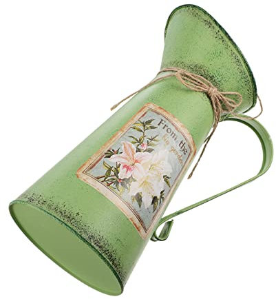 TOPBATHY Retro Iron Bucket for Garden Flower Pots Vintage Bucket Floral Design for Cottagecore Decor and Outdoor Planting
