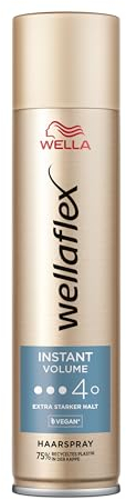 Wellaflex Instant Volume spray per capelli da donna, fino a 48 ore, tenuta extra forte, styling volumico, delicato sul cuoio capelluto, dermatologicamente testato, formula vegana, grado di tenuta 4,