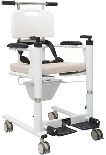Mobility 4-In-1 Toilettenstuhl & Duschstuhl Fahrbarer Toilettenrollstuhl Mit Armlehne Und Rückenlehne Patienten Lift Transport Rollstuhl Toilettensitz Für Ältere Und Behinderte Universal wheel