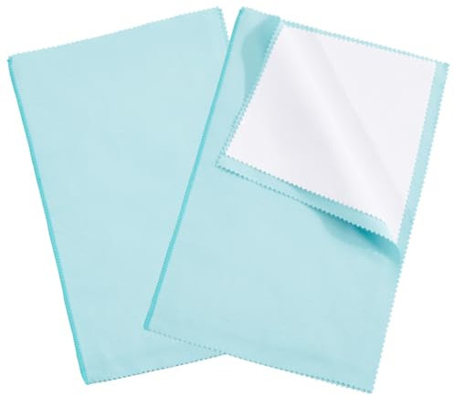 Beebeecraft 2 pièces 4 couches Chiffon de Nettoyage de Bijoux Turquoise Pâle Argent Polissage Bijoux Chiffon de Nettoyage 28.8x18.1 cm pour le Nettoyage des Bijoux Ternir Restaurer