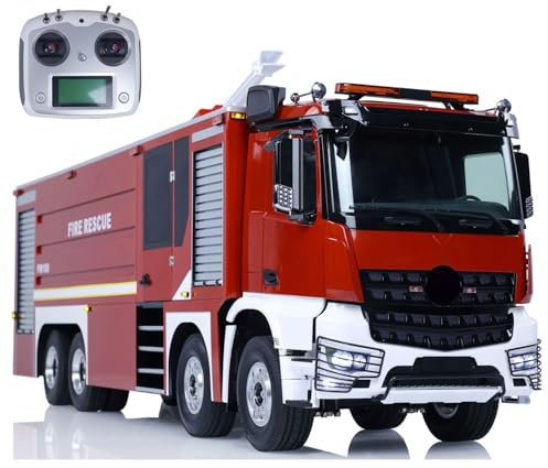 wheelfun 1/14 8X4 RC Feuerwehr-LKW, ferngesteuert, Sprinkler-Fahrzeuge, Geräusche für Erwachsene Hobby