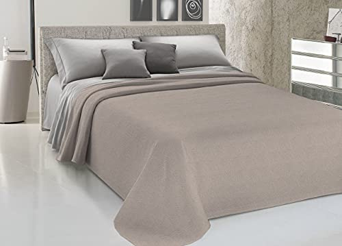 CapitanCasa Copriletto Piquet Leggero Estate 100% Cotone Made Italy Fantasia Dublino Matrimoniale Beige