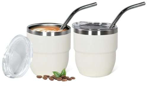 CHLJAR Espresso Cups, 4oz Insulated Espresso Cup Set of 2, Espresso Shot Cups, Stainless Steel Espresso Glasses, Stackable Mini Tumbler, Small Cup for Coffee