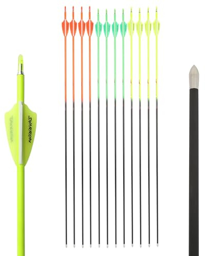 Poearcus Pur Carbon Pfeil 32 Zoll Jagd Ziel Praxis Pfeil 400-1000 Spine Bogenschießen Pfeil für Recurvebogen Compoundbogen 12pcs (6, Gelb, 500 Spine)