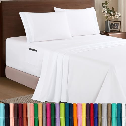 Elegant Comfort Luxury 1500 - Juego de sábanas de Microfibra hotelera, 4 Piezas, Suave, elástica de 18 a 24 Pulgadas de Profundidad, sábanas de Bolsillo extraprofundo, tamaño Queen,