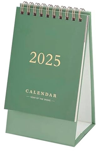 Mini Tischkalender 2025, Monatskalender, Spiralbindung, 16,5 x 9,4 cm, Grün (Okt. 2024 bis Dez. 2025)