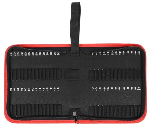 sourcing map Handheld Tool Case 8.8 x 6.97 x 1.65 Oxford Cloth Portable Tool Bag with Zipper for Driver Storage Bits Pouch Carrier Small Bag, Black