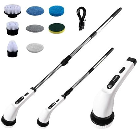 HPiano Spazzola Elettrica Rotante per Pulizia,Spazzola Rotante Pulizia Elettrica,Elettrico Spin Scrubber Senza Fili,Spazzola Rotante Pulizia Casa per Vasca, Cucina, Pavimento, Scanalature