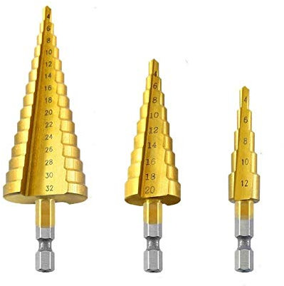 Broca escalonada, brocas for metal, broca escalonada de carburo HSS Broca escalonada for metal, madera, agujero de perforación, taladro cónico, herramientas de carpintería (color: 1 pieza 4 1.260 in,