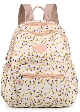 YUESITE Damen Rucksack Klein Leicht Cityrucksack Schulrucksack Punkte | Wasserdicht Nylon, Elegant, Casual Daypack, Tagesrucksack, zum Alltag Reise Schule Freizeit