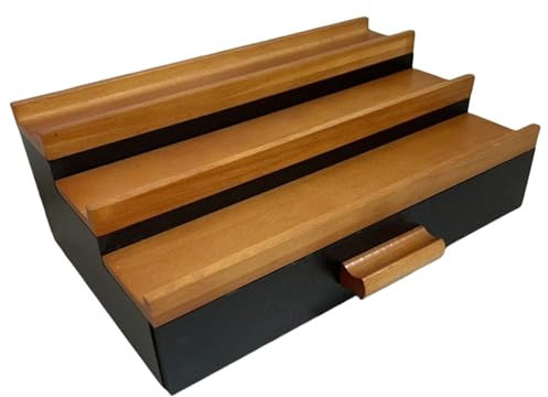 Realizar organizadores para Vanity, Organizador de perfumes,Estante de soporte de perfume de madera de 3 niveles con cajón - Almacenamiento en el hogar para efectivo, tarjetas bancarias, relojes, gafa