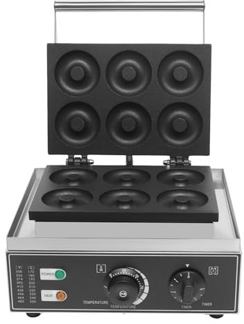 MJMLUCK Macchina per Ciambelle da 1550 W per Uso Domestico, Macchina per Waffle Commerciale, Mini Macchina per Ciambelle, Macchina per Ciambelle elettrica Commerciale a 6 Fori, Macchina per cuocere
