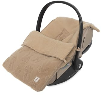 Jollein Sacco a pelo per passeggino Miffy Jacquard Teddy – Biscuit – Per seggiolini auto, seggiolini auto Gruppo 0+ e passeggini – Per cinture a 3 e 5 punti – Maglia jacquard con fodera Teddy